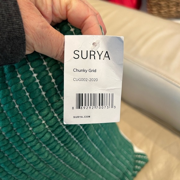 NWT Surya Wool Blend Kelly Green Chunky Grid 20x20 Decorative Pillow. Luxury. - Picture 6 of 10